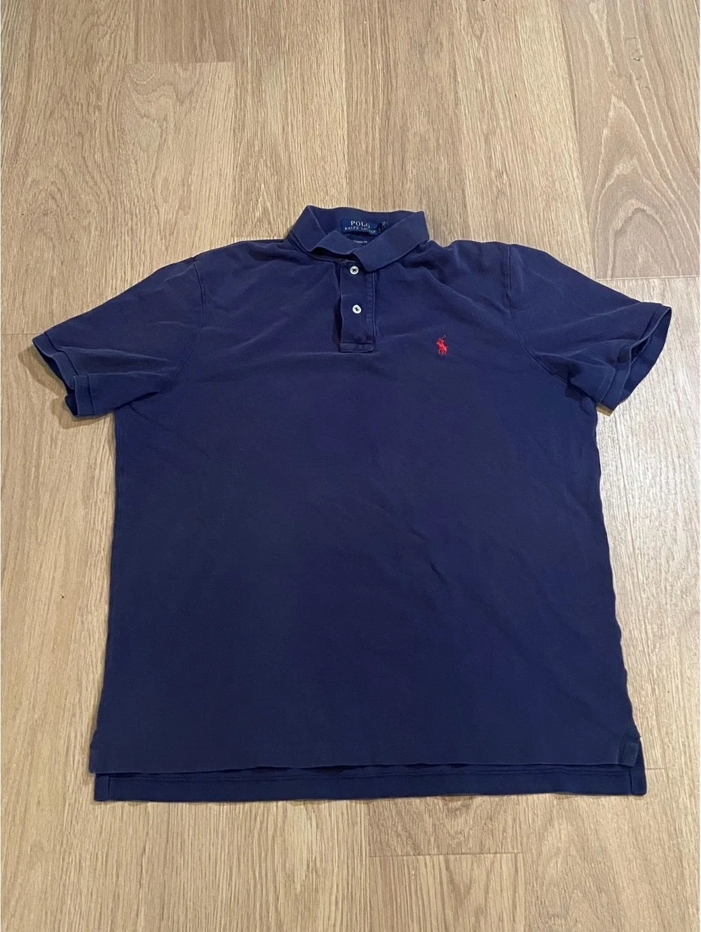 Polo Ralph Lauren Navy Blue Polo Shirt with Red Logo Size Large